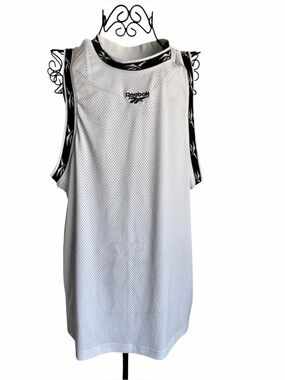 Reebok White Mesh Tank with Black Trim